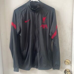 NIKE FC LIVERPOOL 2020/21 AXA STRIKE FULL ZIP TOP JACKET MENS SIZE M GRAY RED